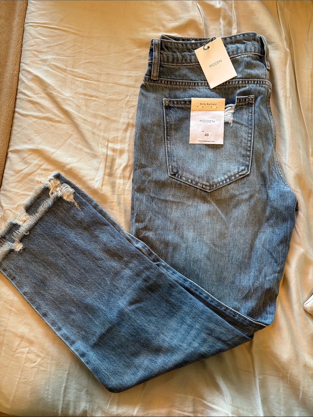 Hidden Bailey Boyfriend Denim Women's Distressed Light Blue Jeans Size 29
